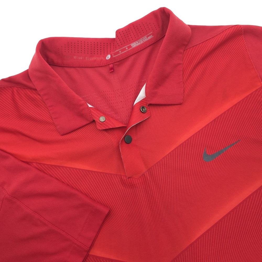 Nike Mens L RED Tiger Woods Dri-Fit ADV Golf‎ Polo Shirt Geometric 726203-687